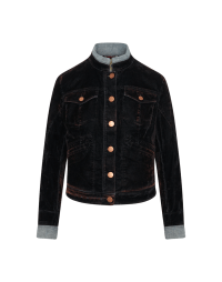 RECOMEND: Black flocked denim jacket