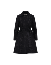 REHEARSE: Black trench-coat with devoré floral motif