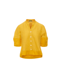 JONQUIL: Shirt jacket in yellow cotton ramie