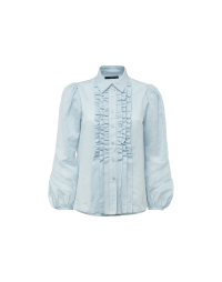 NOTIFY: Pale blue ruffle front shirt with bell sleeves