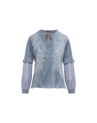 WHISPER: Loose fit lace-up front shirt in corduroy and cupro