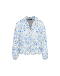 LUSTFUL: Square cut floral shirt with ruffle front