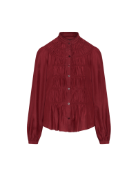 MINGLE: Camicia rosso mattone con arricciature multiple