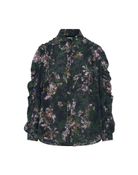IDEALISE: Shirt in dark ground floral printed silk