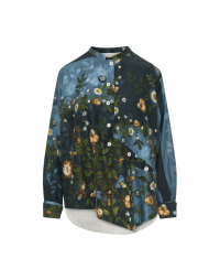 WEEKENDER: Camicia con motivo floreale e rigato verde e blu