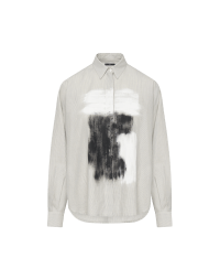 REALISM: Ivory and grey striped man’s shirt with 