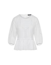 LOVEABLE: Ivory top with lace inserts, pintucks and peplum