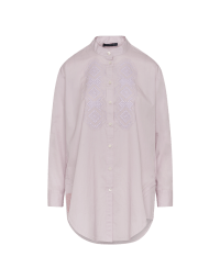 PAGODA: Camicia in popelin lilla con ricamo geometrico