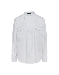 CAJOLE: Oversize denim shirt with plastron
