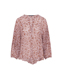GLADLY: Tie-neck shirt in mini floral printed pink viscose crêpe