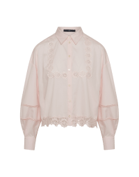 HEAVENLY: Pink poplin shirt with lace inserts