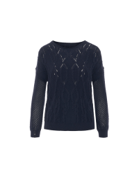 CATCH-UP: Multi stitch sweater in navy cotton mix