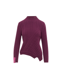 COMPASSION: Multi-stitch mock turtleneck sweater in aubergine purple