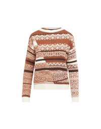 EXPERTISE: Sweater in cream and brown stripe, pattern and texture mix