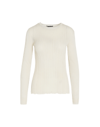RECKON ON: Ivory viscose cotton rib knit sweater