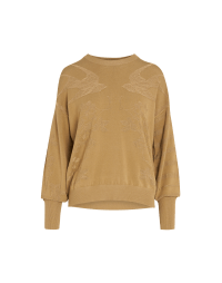 AFFECTIONATE: Taupe sweater with 3D birds and flowers