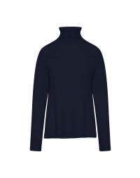 ARROGANCE: Navy roll neck with an open stitch collar sweater