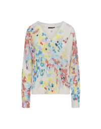 FANTASY: V-neck sweater with multicoloured dot print