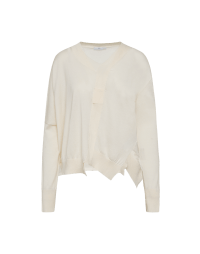 REACTIVE: Asymmetric ivory V-neck sweater