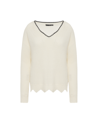 FORGIVE: V-neck sweater in ivory rib knit