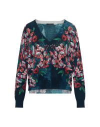 HUDDLE: V-neck sweater with a multi-colour floral print