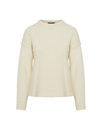 GOOD TIME: Ivory sweater in cable and cob stitches
