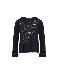GORGEOUS: Long sleeve top with floral embroidery