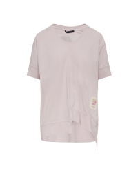 SUBTRACT: T-shirt asimmetrica lilla con retro in georgette