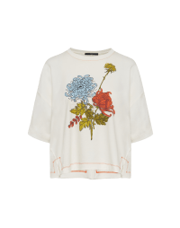 BOTANIC: White cut t-shirt with botanical floral print