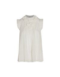 INTRICACY: Cap sleeve top in ivory silk with florets