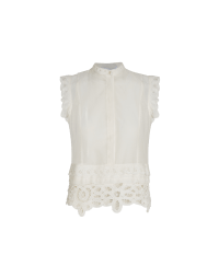 CHARMED: Ivory cap sleeve top in muslin and ribbon lace