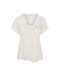 POETRY: Ivory striped chiffon top with off-centre buttons