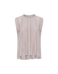 UPFRONT: Lilac sleeveless top with pintucks and ribbon lace