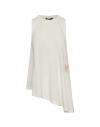 LOVELORN: Ivory jersey vest top with diagonal hem