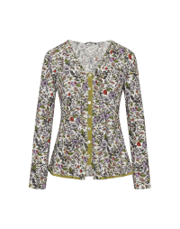 PREEN: Cardigan avorio con stampa floreale multicolore