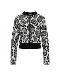 HEYDAY: Knitted cardigan in ivory with black paisley pattern