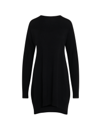 LITERAL: Black ribbed tunic sweater