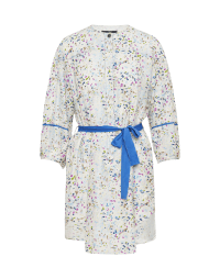 COYNESS: Ivory tunic with all-over multi colour paint ‘daub’ print