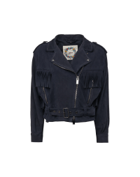 ZEAL: Suede biker jacket with fringe