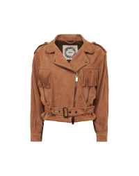 ZEAL: Suede biker jacket with fringe