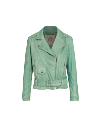 SUPERSEDE: Summer biker jacket in shaded mint green leather