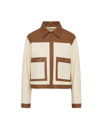 CLARITY: Two-tone jacket in tan and ivory leather