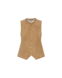 CURIOUS: Beige waistcoat in leather and suede