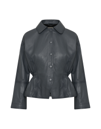 IN HONOUR OF: Grey dolman sleeve leather jacket