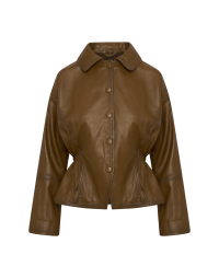 IN HONOUR OF: Brown dolman sleeve leather jacket