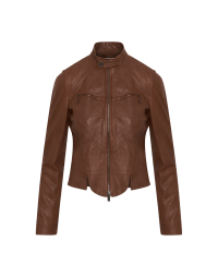 ABSOLUTE: Brown biker-style nappa leather jacket