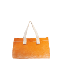 TREASURE: Casual bag in beige and apricot ombre shaded and dyed canvas