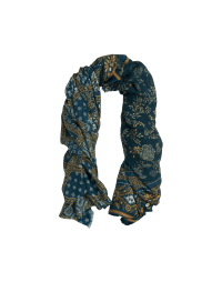 ORNAMENTAL: Luxury scarf in panels of printed silk and wool