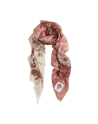 MYTH: Dark pink floral printed scarf with a mini floral border