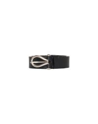 NIPPED-IN: Cintura un pelle nera e camoscio con fibbia ovale